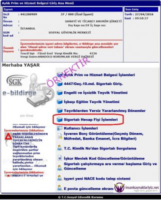 sigortalı hesap fişi düzenleme resimli anlatım - insankaynaklariyiz.net